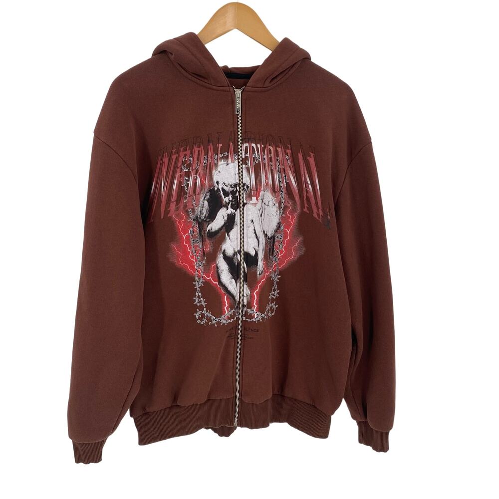 Full zip graphic hoodie mens medium Boohoo Man streetwear